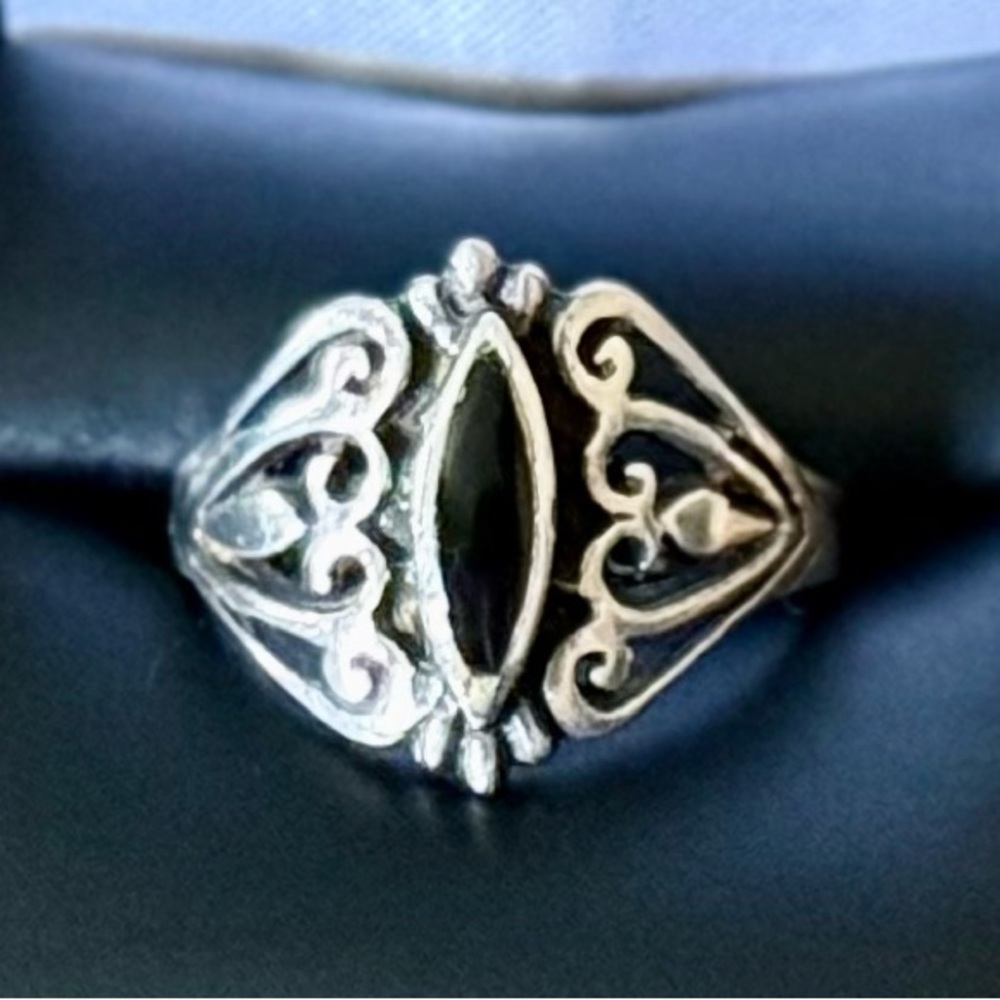 vtg Silver Onyx Ring